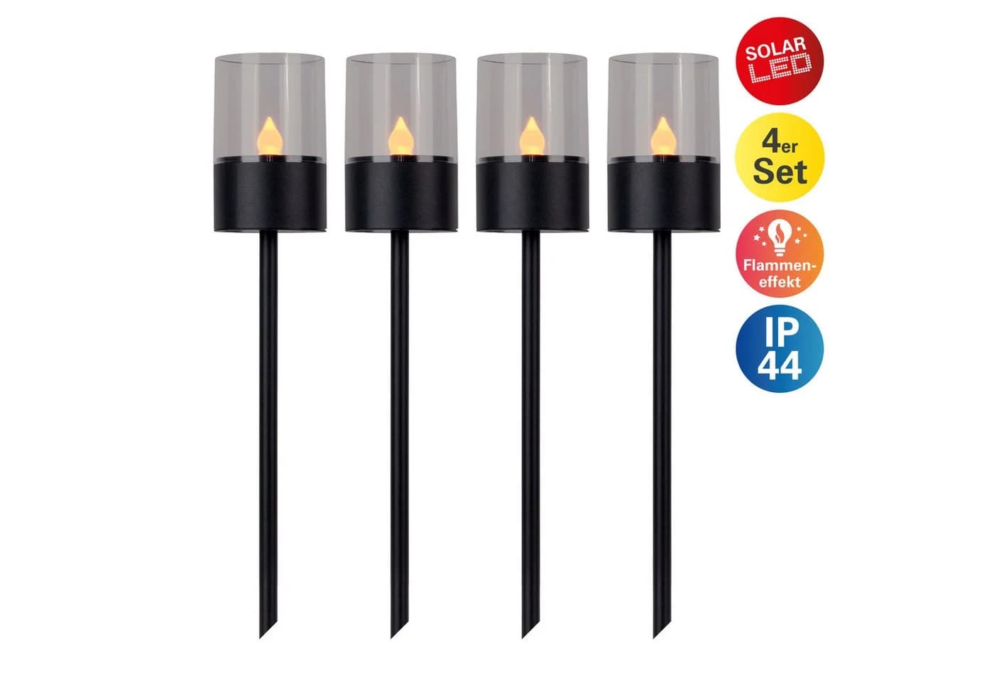 OTTO HOME LED Solarleuchte Liddia 4er Set Schwarz Flammeneffekt - Bild 2