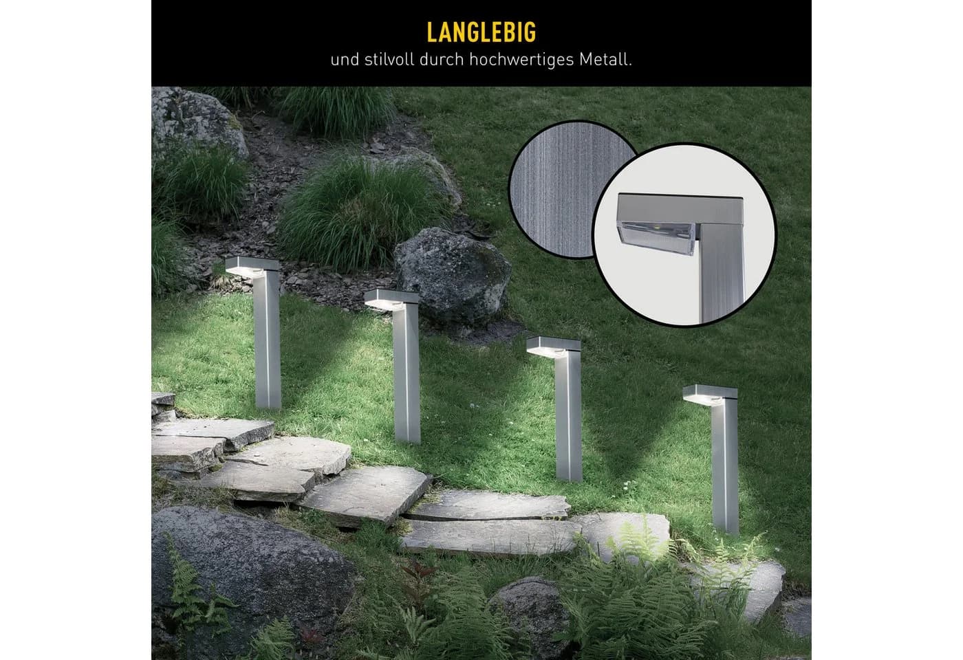 NÄVE LED Solarleuchte Kyoto 4er Set Silber L-förmig