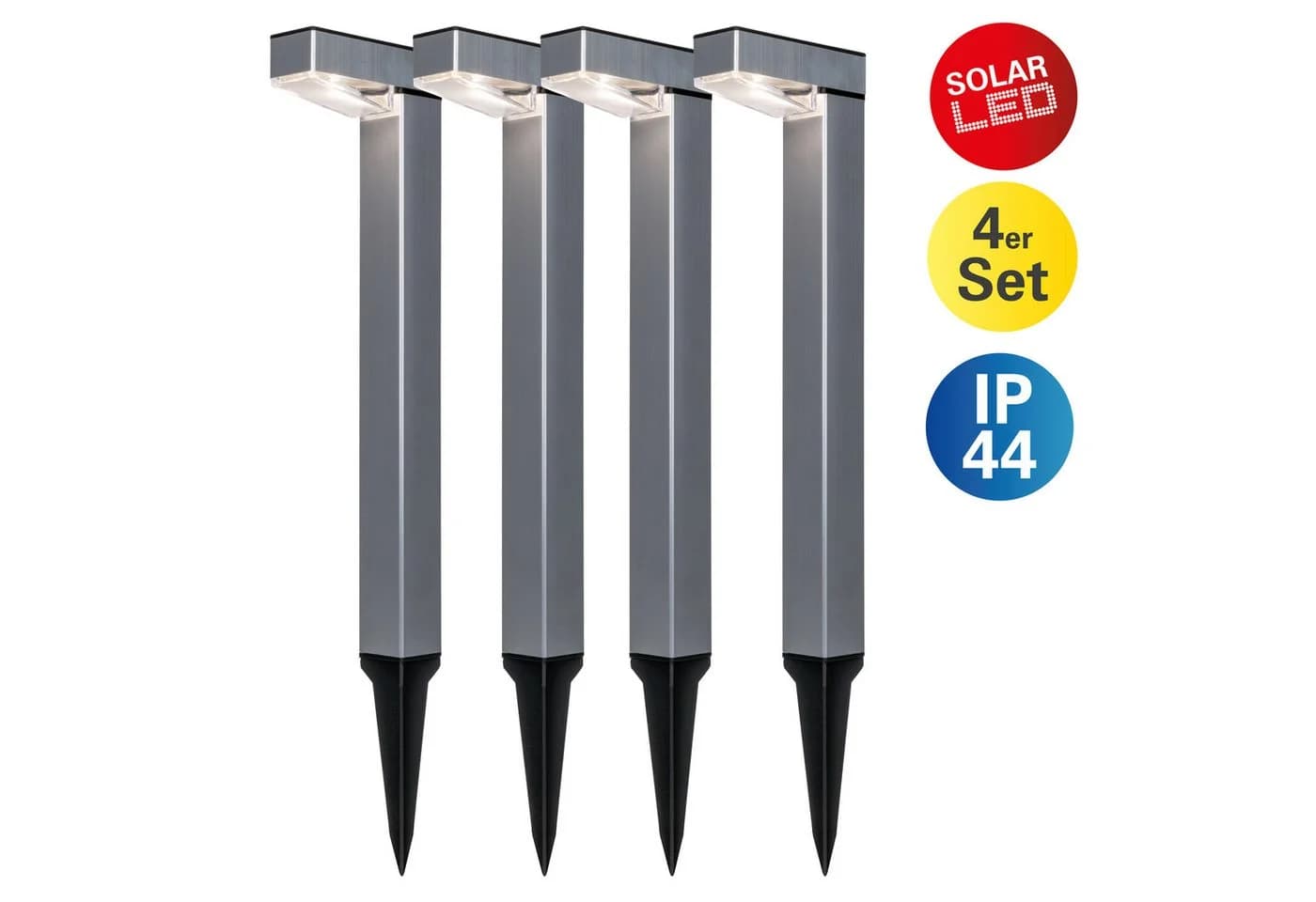 NÄVE LED Solarleuchte Kyoto 4er Set Silber L-förmig - Bild 2