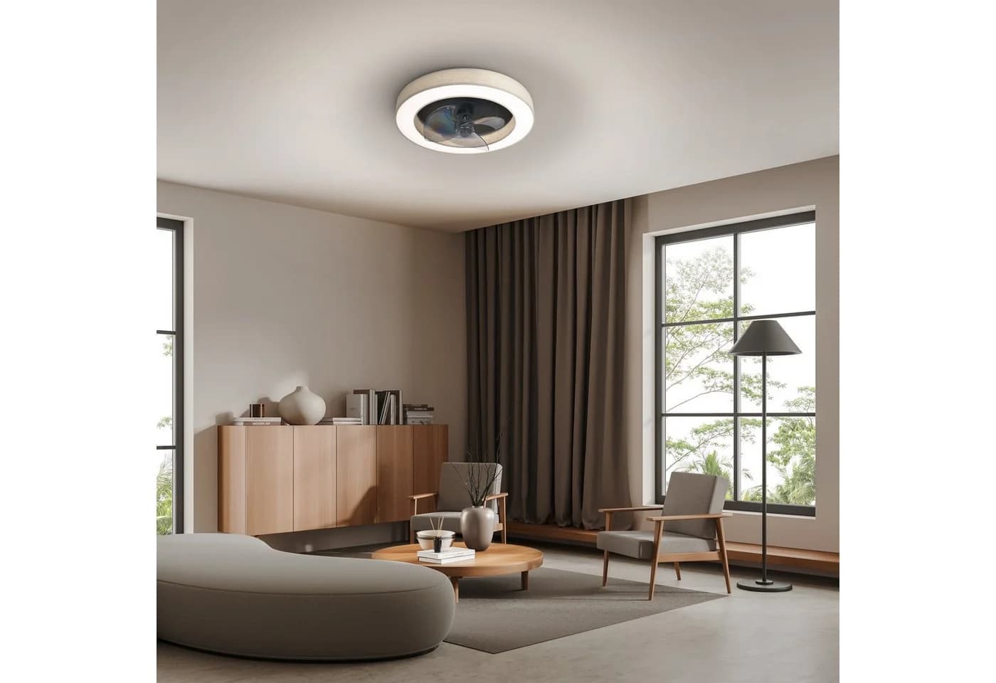 OTTO HOME LED Deckenventilator Vittor Beige CCT Dimmbar