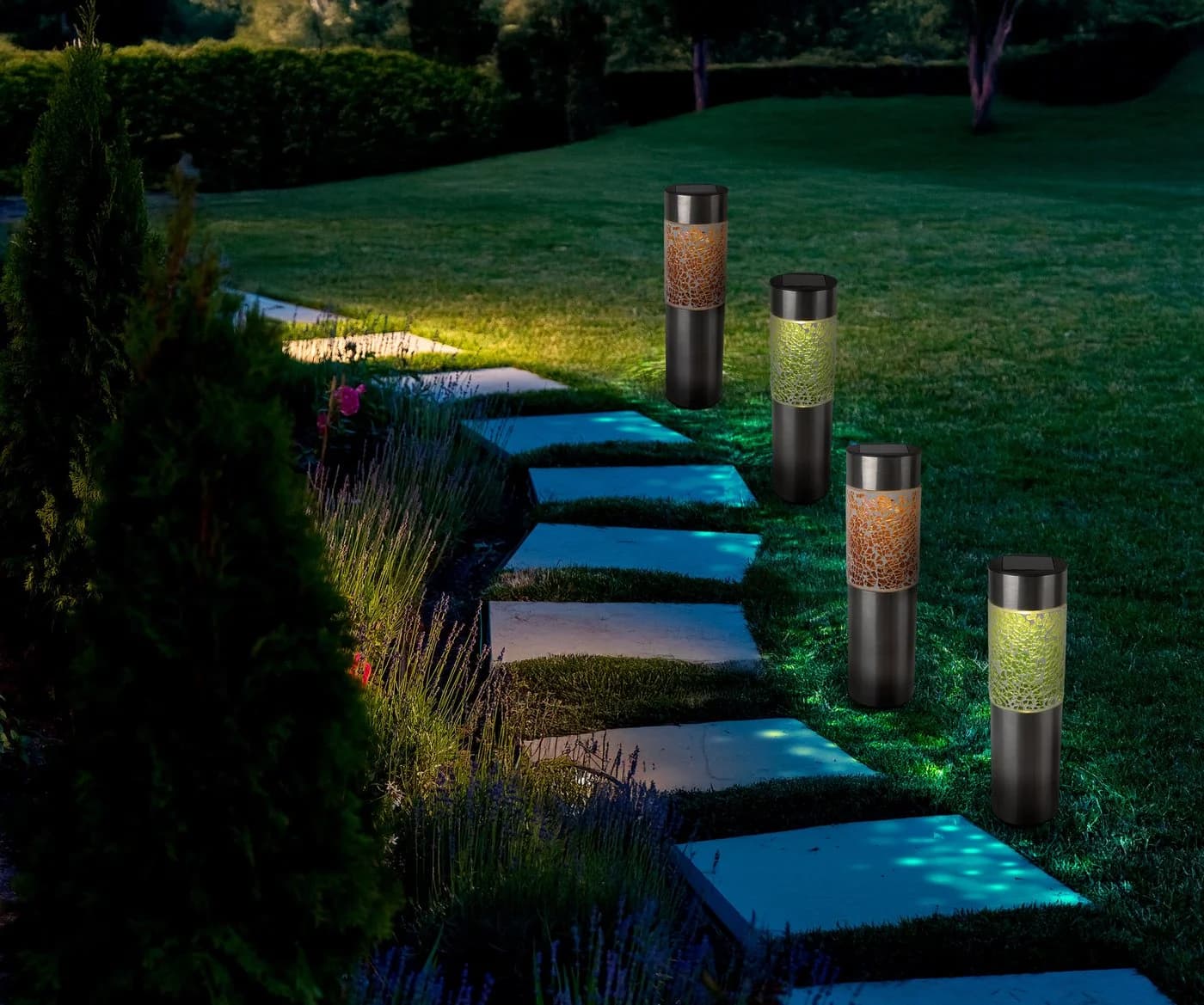 näve LED Solarleuchte Havanna 4er-Set Grau Grün Orange