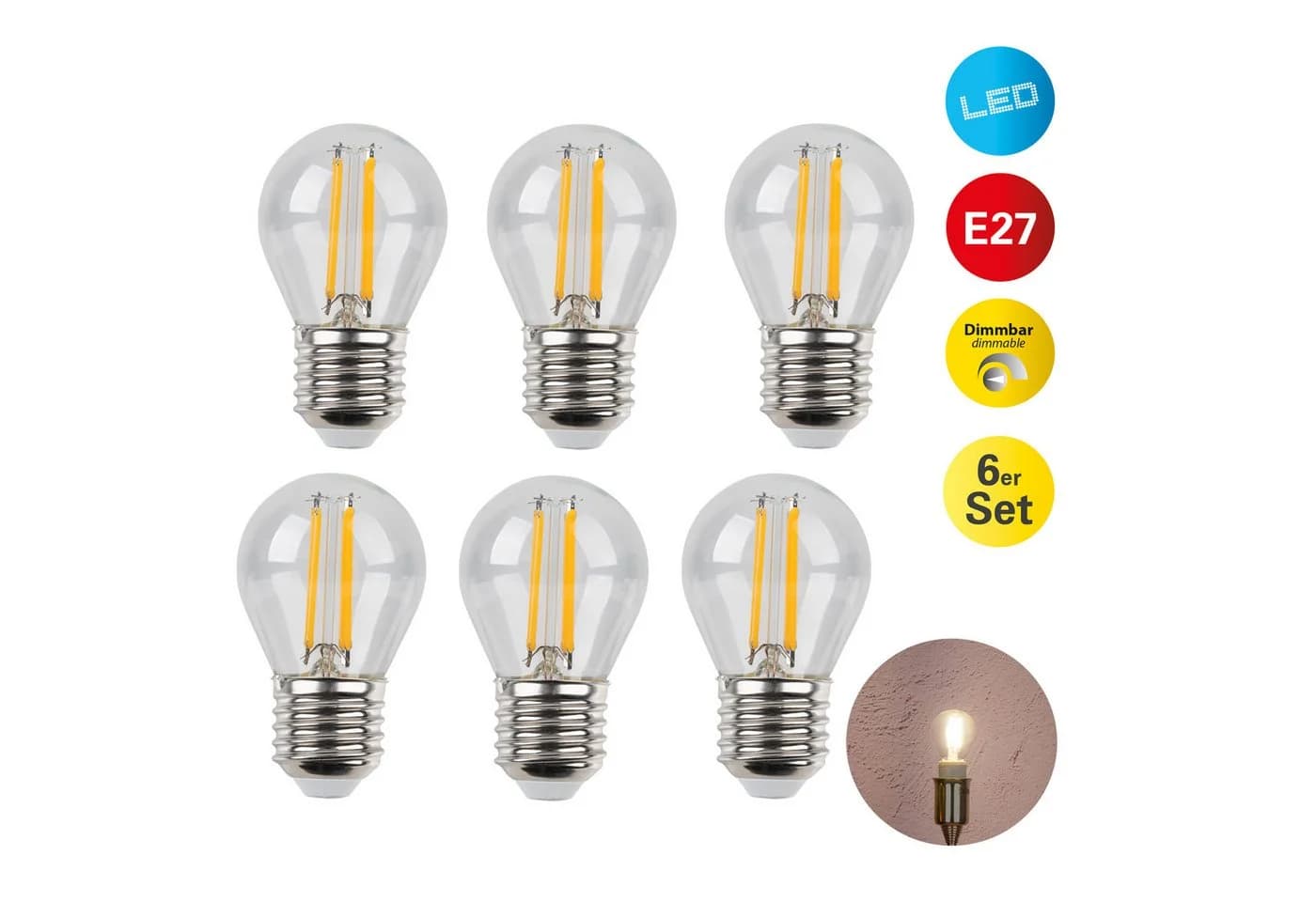 NÄVE LED-Leuchtmittel Daffy 6er Set E27 Dimmbar Warmweiß - Bild 2