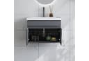 duschspa Waschtisch mit Unterschrank dunklegrau Mineralguss Bild 1