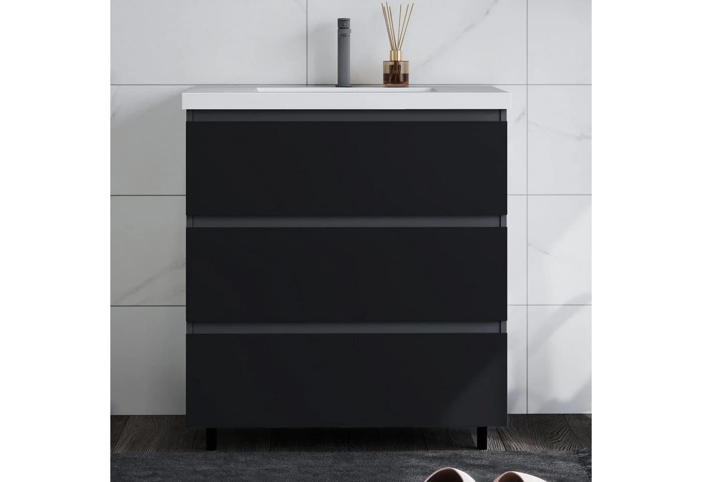 duschspa Waschtisch-Set mit Unterschrank Grau/Schwarz - Bild 3