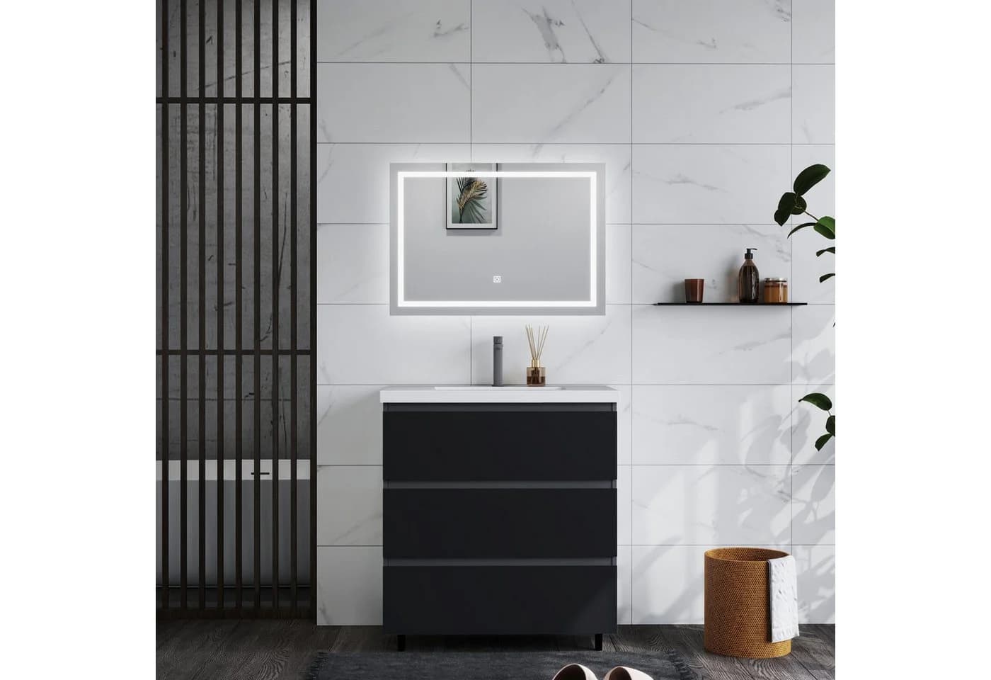 duschspa Waschtisch-Set mit Unterschrank Grau/Schwarz - Bild 4