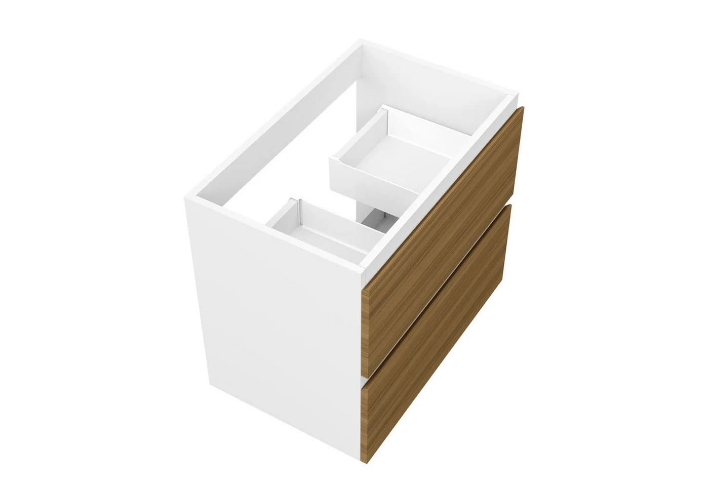 duschspa Waschtischunterschrank 60cm Matt Weiß/Nussbaum Soft-Close