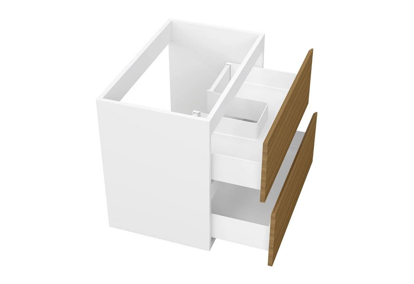 duschspa Waschtischunterschrank 60cm Matt Weiß/Nussbaum Soft-Close - Bild 3