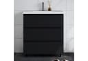 duschspa Waschtisch-Set mit Unterschrank Schwarz Mineralguss Bild 3