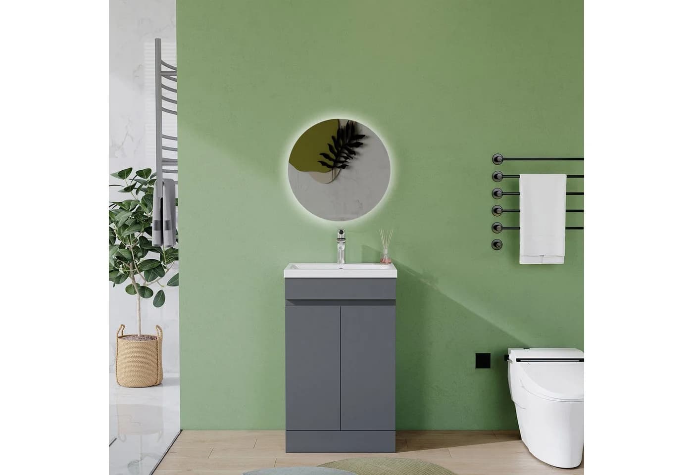 duschspa Waschtisch Badmöbel 50 cm mit Einbauwaschbecken und Unterschrank - Bild 5