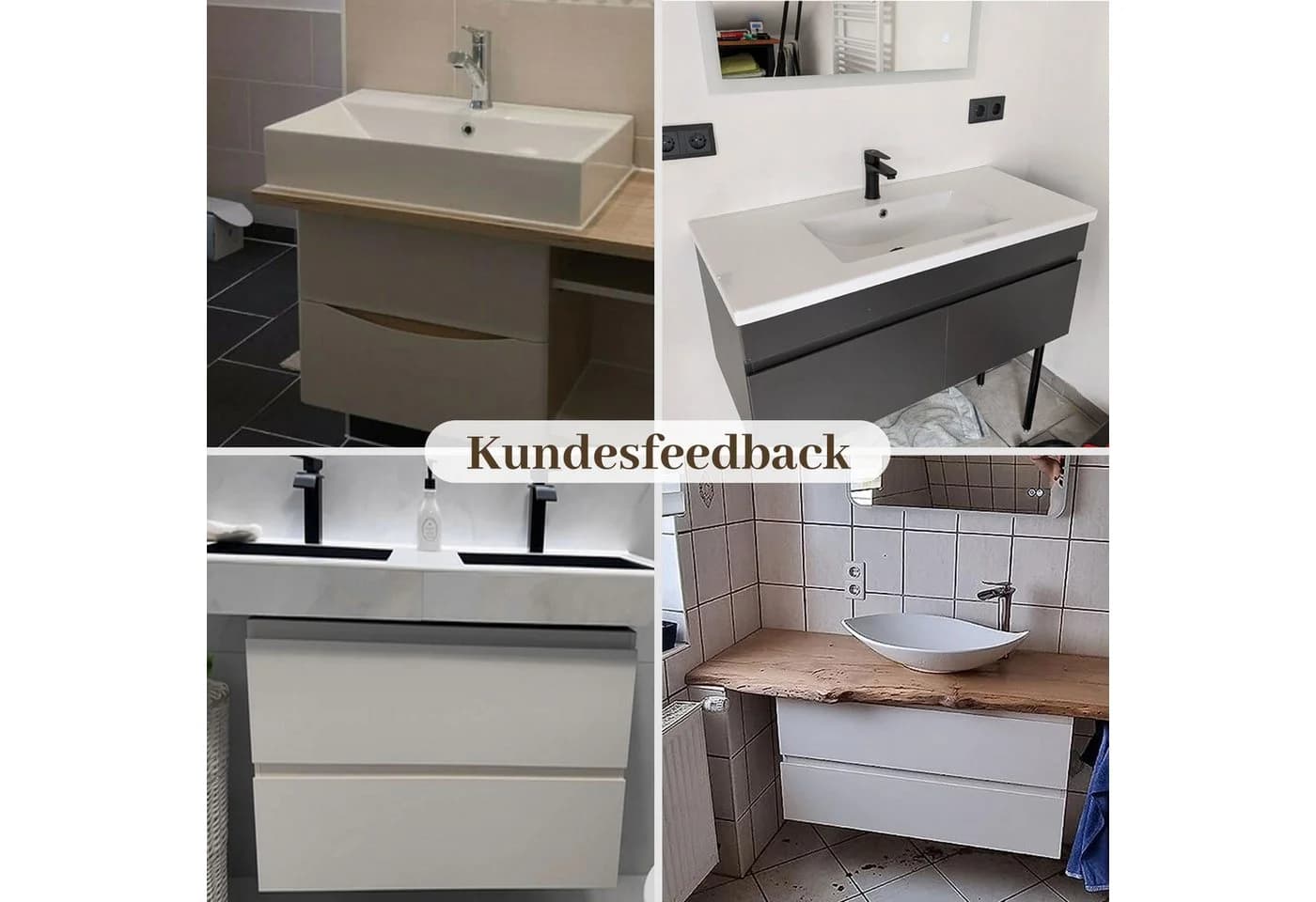 duschspa Waschtisch Unterschrank Schwarz Hochglanz - Bild 3