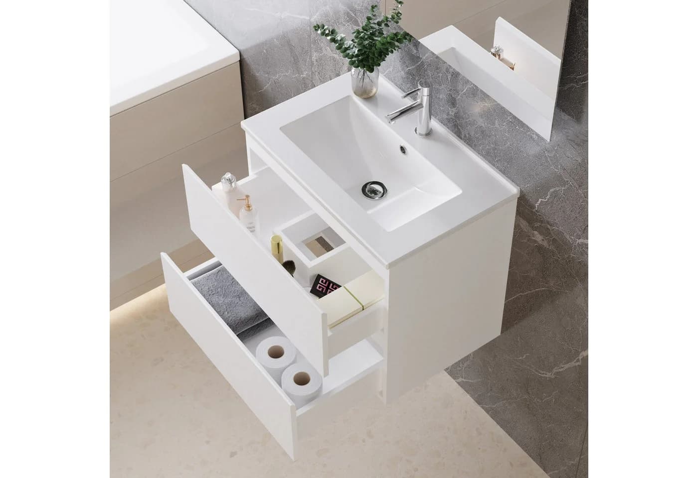 duschspa Waschtisch Waschbecken mit Unterschrank Badmöbel Set