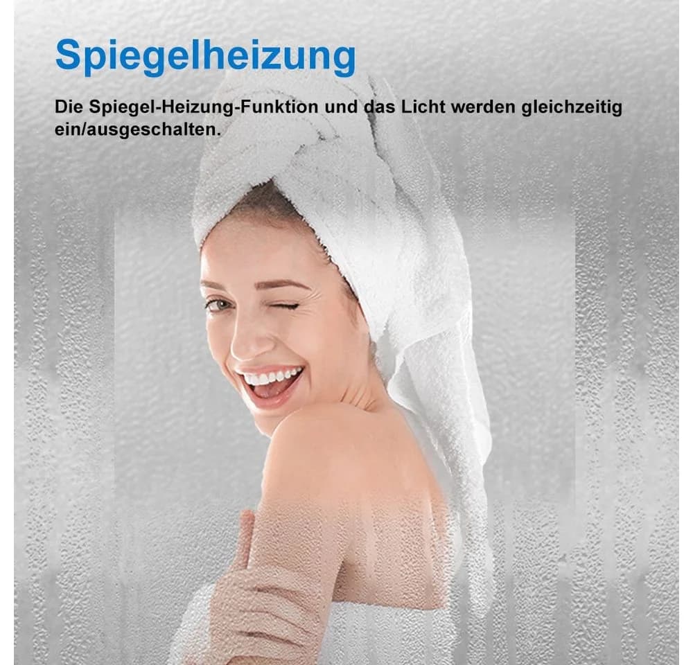duschspa LED Badspiegel Halbrund Touch/Wandschalter Dimmbar Memory Beschlagfrei - Bild 4