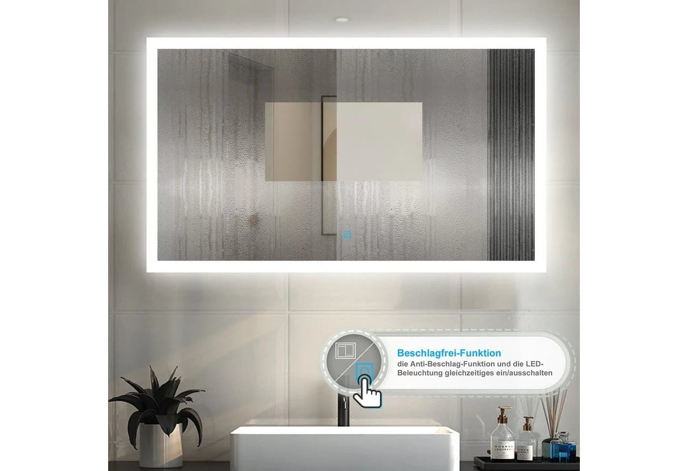 duschspa Badspiegel LED Beleuchtung Kaltweiß Warmweiß 50-160 cm - Bild 3