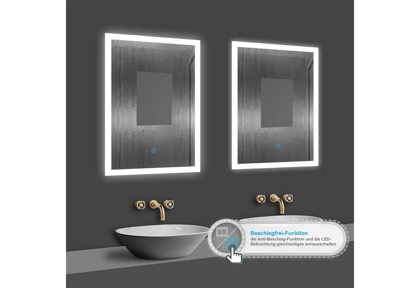 duschspa LED Badspiegel mit Touch-Schalter & Entnebelung - Bild 3