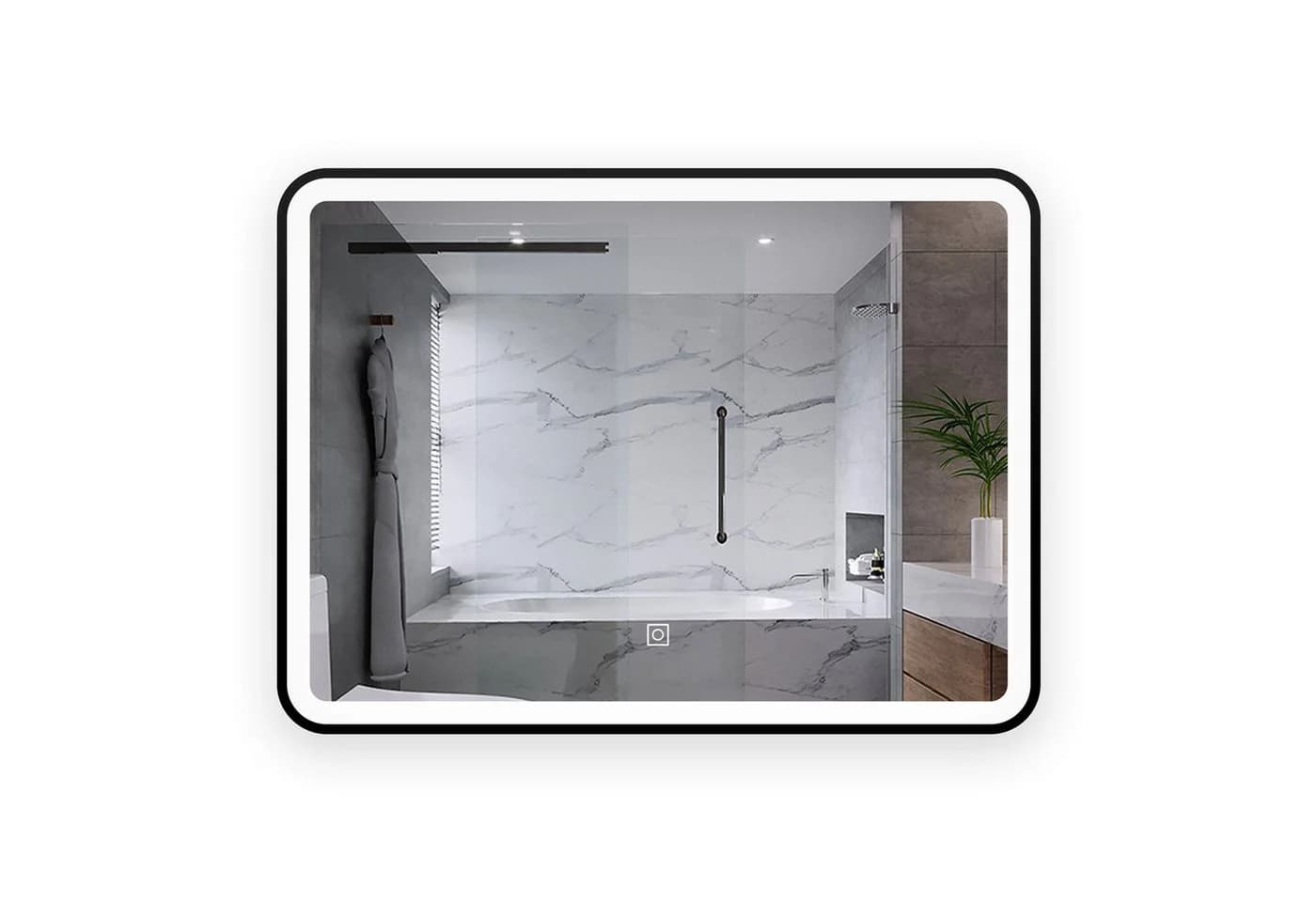 duschspa LED Badspiegel Schwarz Rahmen 50-120cm Dimmbar - Bild 2