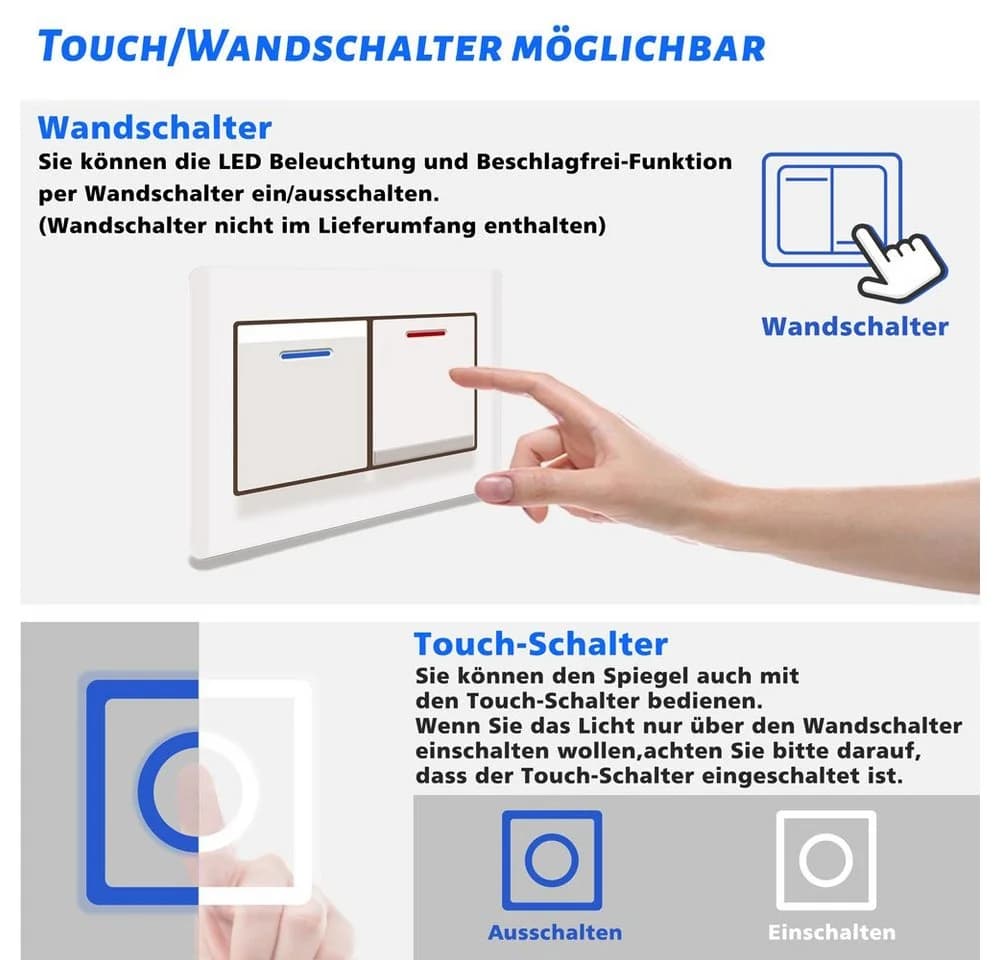duschspa LED Badspiegel Schwarz Rahmen 50-120cm Dimmbar - Bild 4
