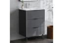 duschspa Waschtisch Badmöbel Set Waschbecken mit Unterschrank Hochglanz Schwarz Bild 2