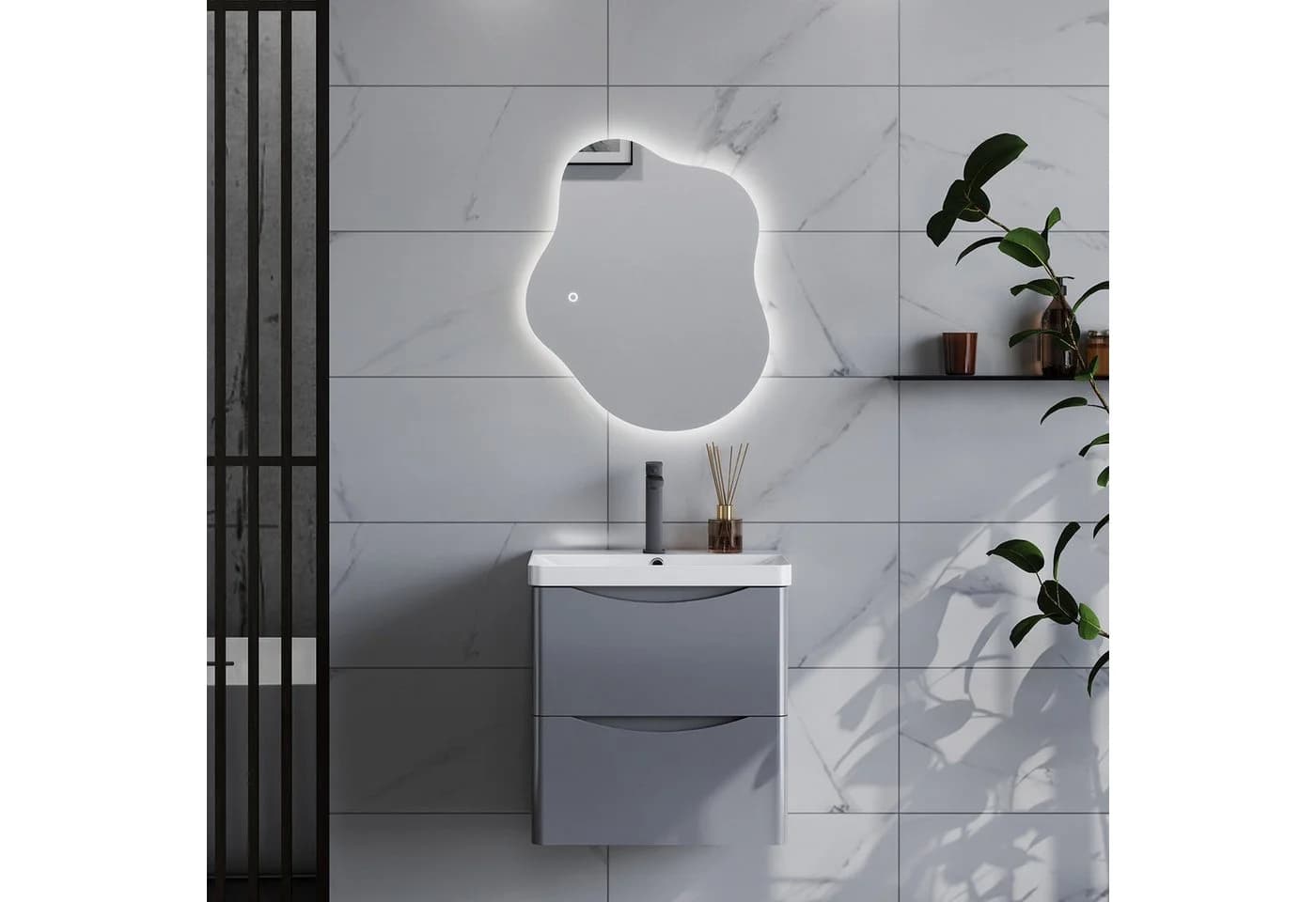 duschspa Waschtisch Waschbecken mit Unterschrank Badmöbel Set Modern Dunklegrau - Bild 5