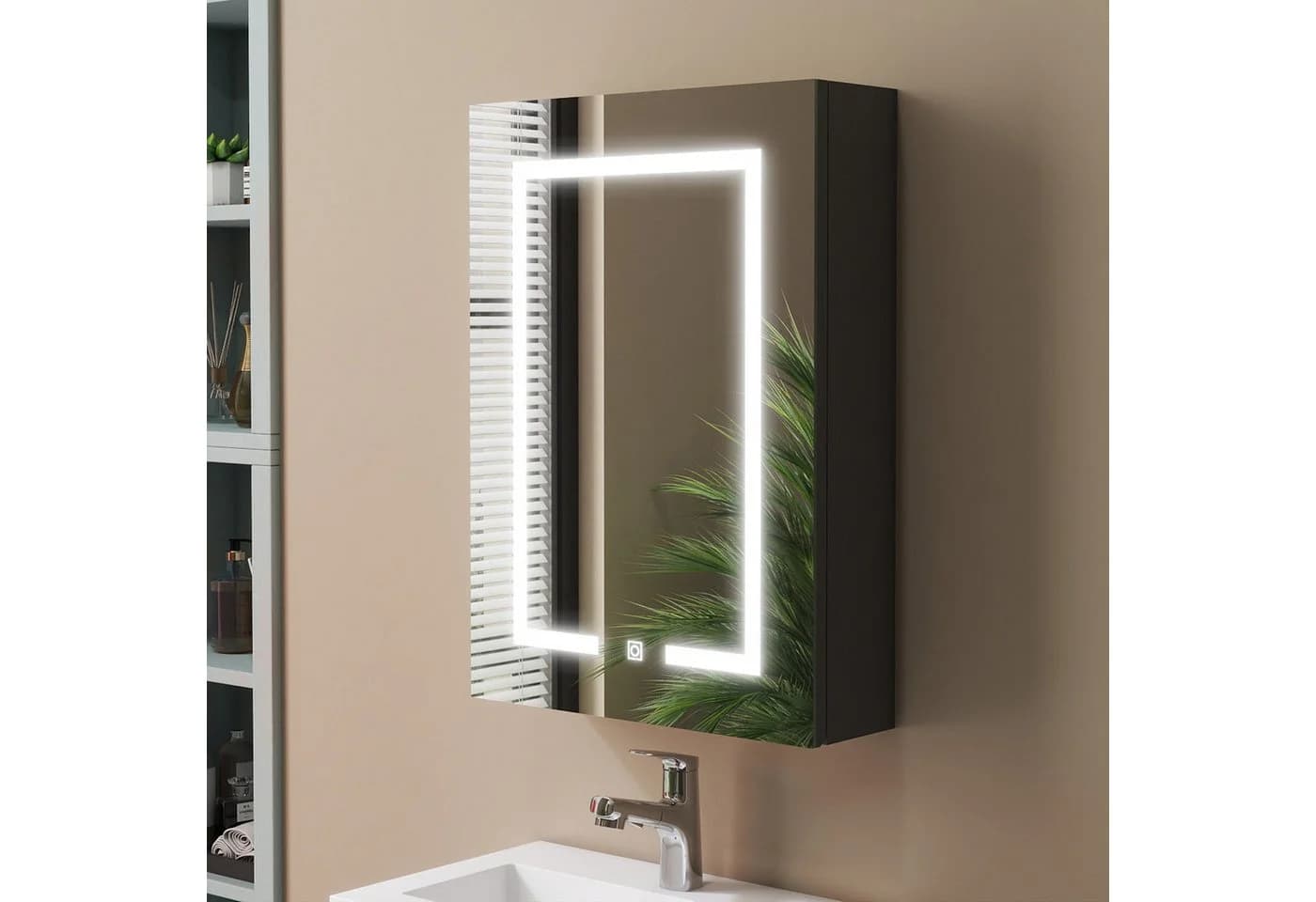 duschspa Spiegelschrank LED Badschrank Schwarz Hochglanz 40-100cm - Bild 2
