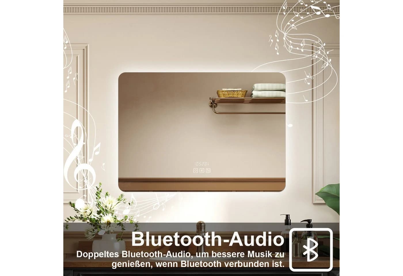 duschspa Badspiegel Kalt/Neutral/Warmweiß Dimmbar Beschlagfrei Bluetooth - Bild 3