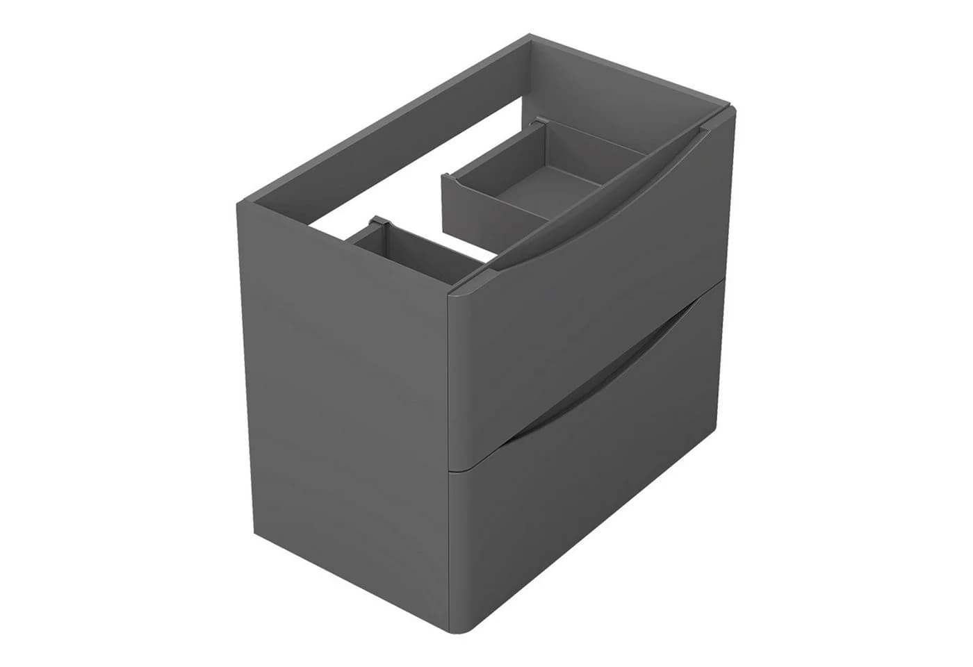 duschspa Waschtischunterschrank Wandhängend Grau Hochglanz Soft-Close