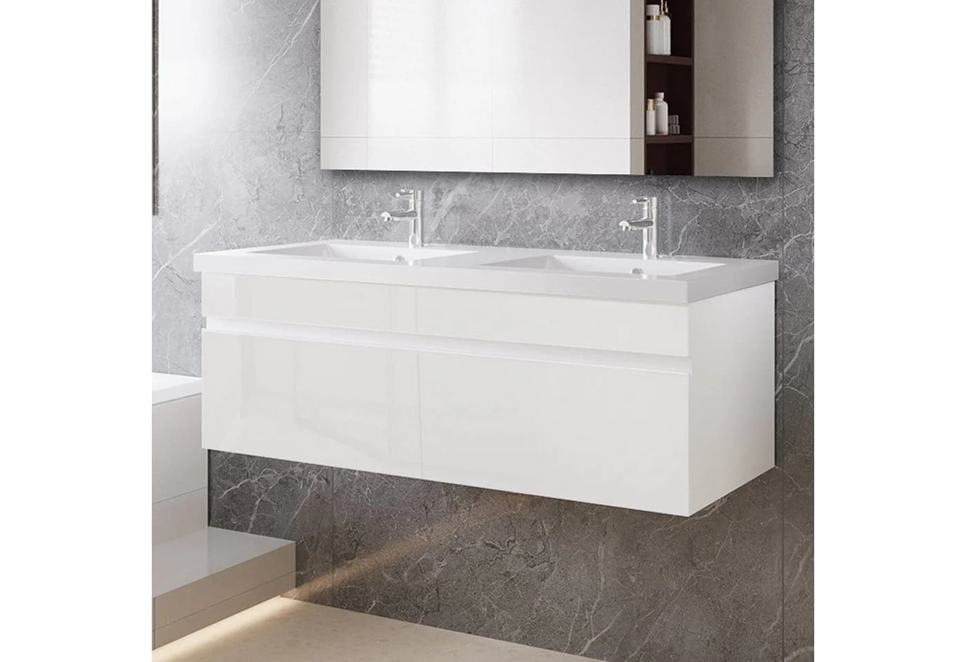 duschspa Doppelwaschtisch 120cm Waschtisch mit Unterschrank - Bild 2