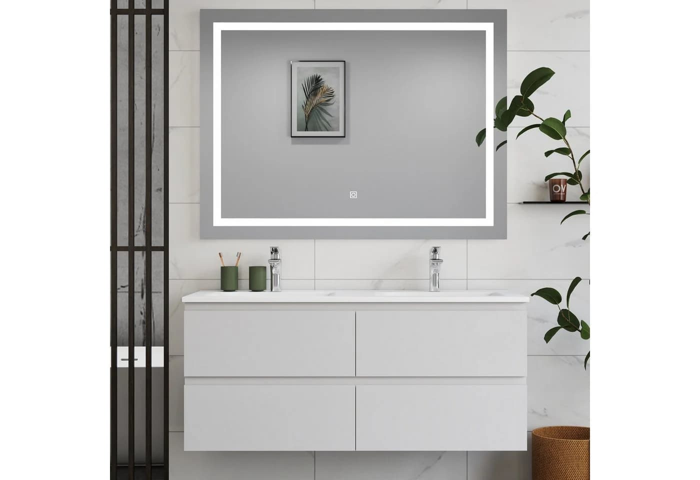 duschspa Doppelwaschtisch 120cm Weiß mit Unterschrank - Bild 5