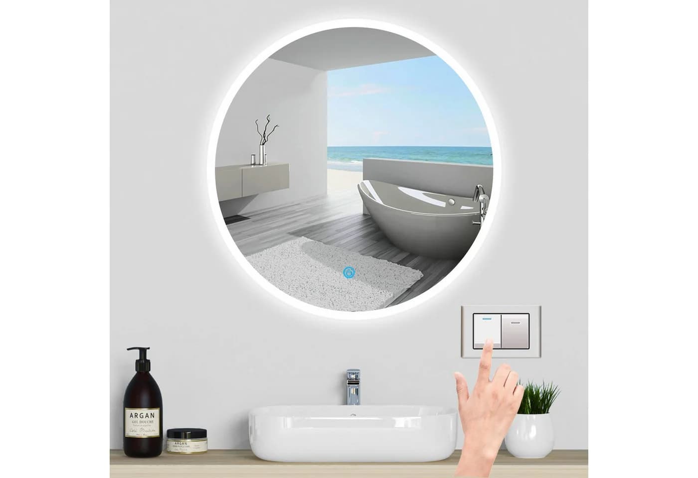 duschspa Badspiegel Rund LED Beleuchtung Touch - Bild 2