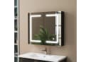 duschspa Spiegelschrank LED Badschrank mit Steckdose Schwarz Hochglanz Bild 2