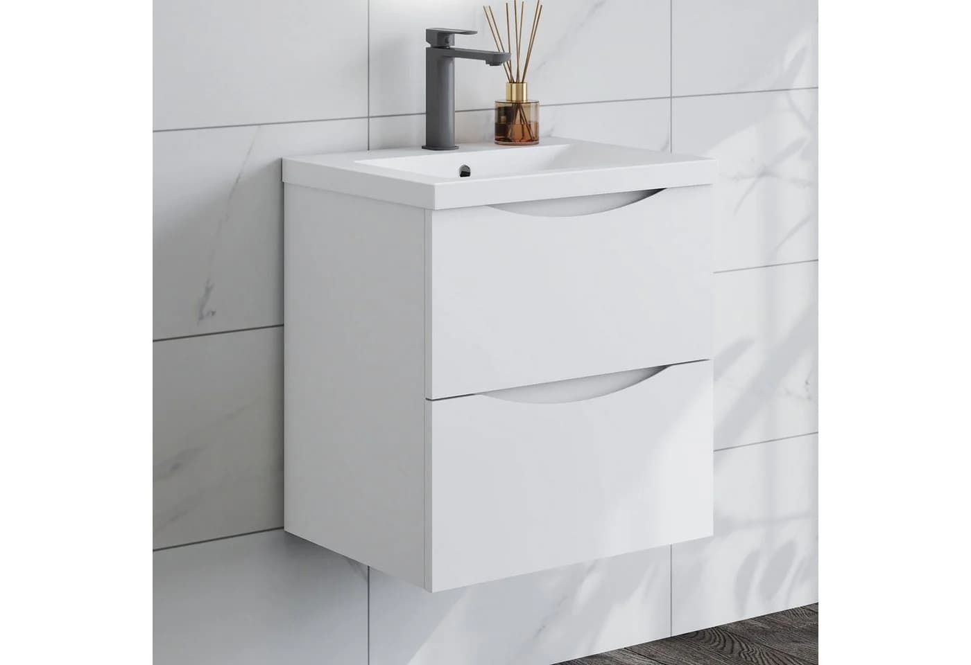 duschspa Waschtisch mit Unterschrank und Einbauwaschbecken Weiß Matt - Bild 2