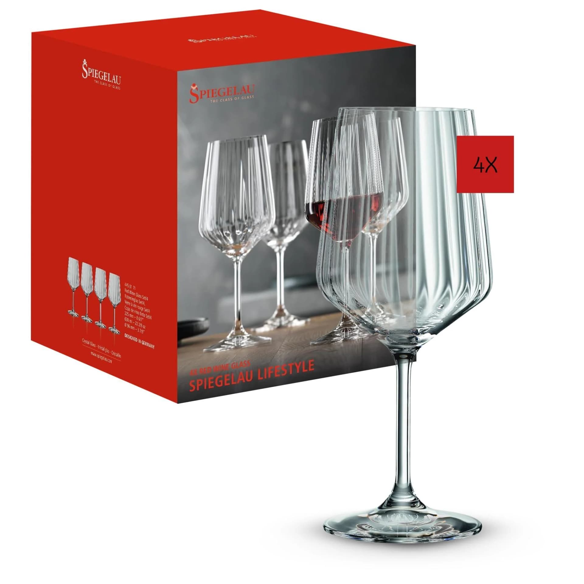 Spiegelau Rotwein-Gläserset Lifestyle 4-teilig Kristallglas