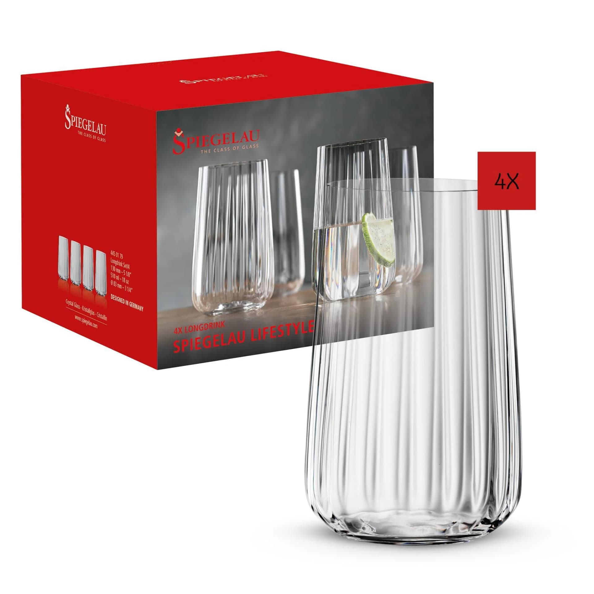 Spiegelau Longdrink-Gläserset Lifestyle 4-teilig Kristallglas