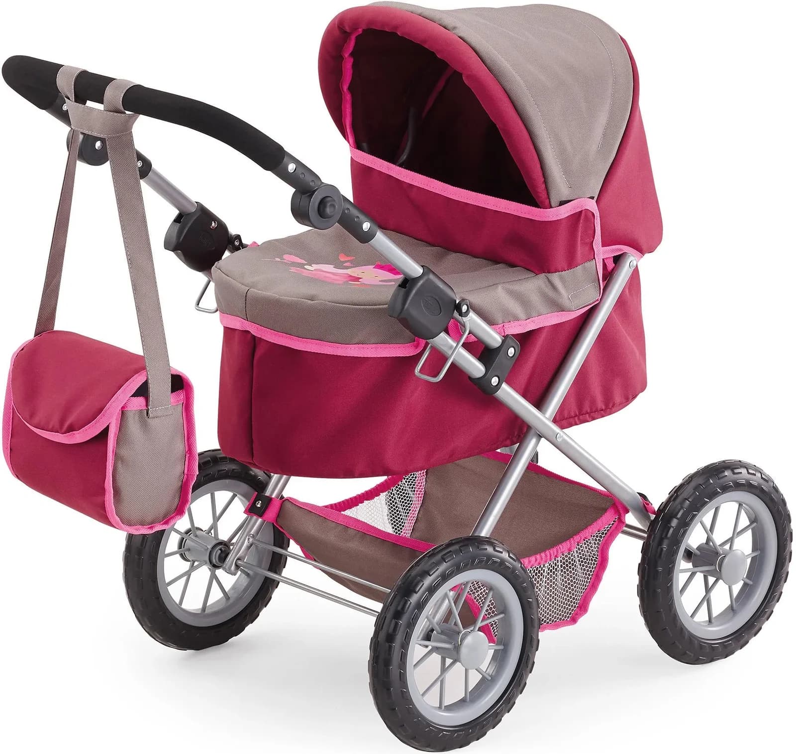 Bayer Puppenwagen Trendy Rot/Braun mit Wickeltasche
