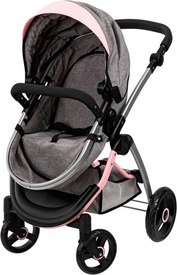 Bayer Kombi-Puppenwagen City Max grau/rosa mit Wickeltasche - Bild 3