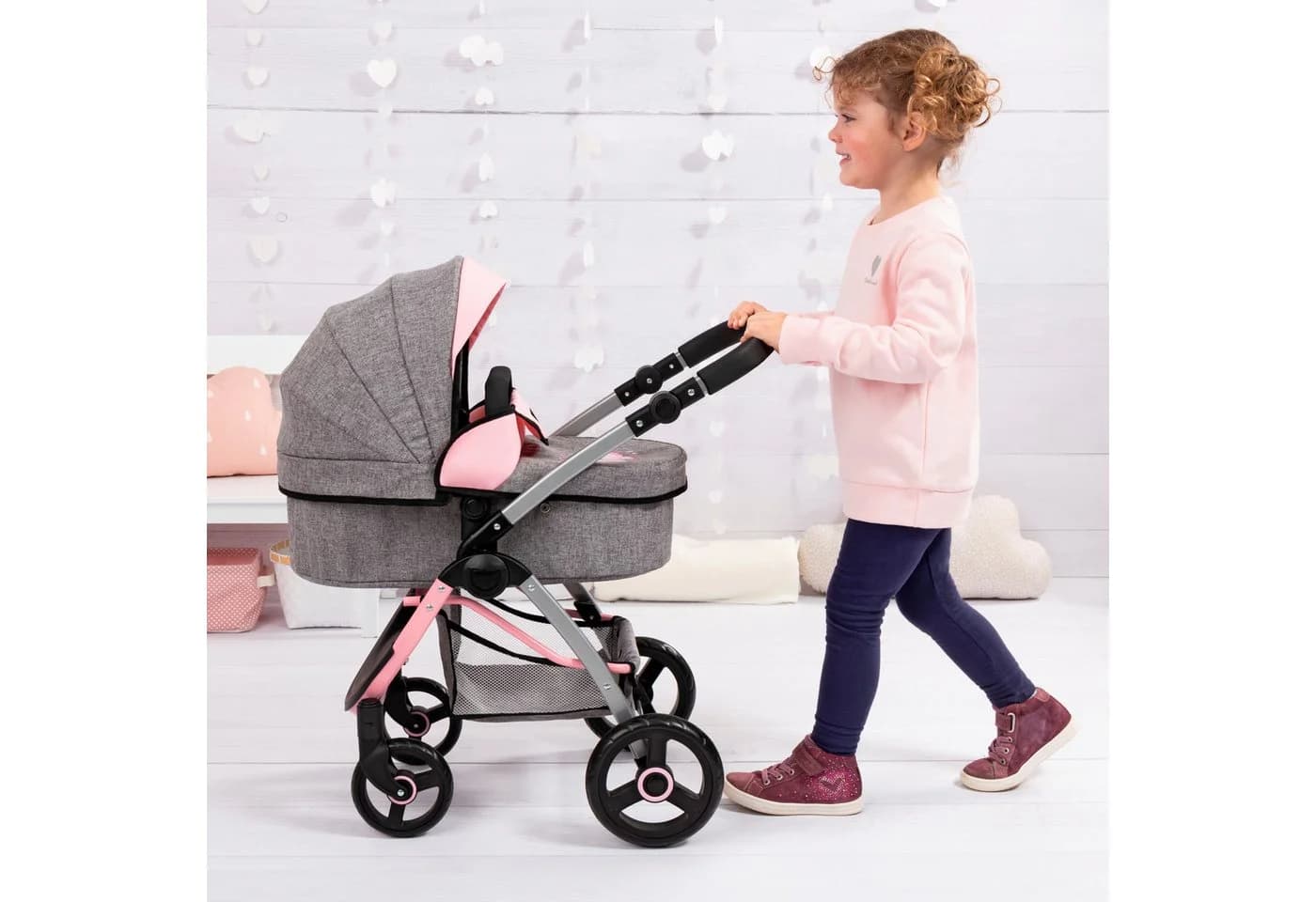 Bayer Kombi-Puppenwagen City Max grau/rosa mit Wickeltasche - Bild 5