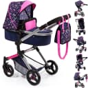 Bayer Kombi-Puppenwagen Vario Blau/Pink/Herzchen inkl. Wickeltasche Bild 1