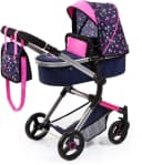 Bayer Kombi-Puppenwagen Vario Blau/Pink/Herzchen inkl. Wickeltasche Bild 2