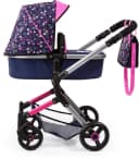 Bayer Kombi-Puppenwagen Vario Blau/Pink/Herzchen inkl. Wickeltasche Bild 3
