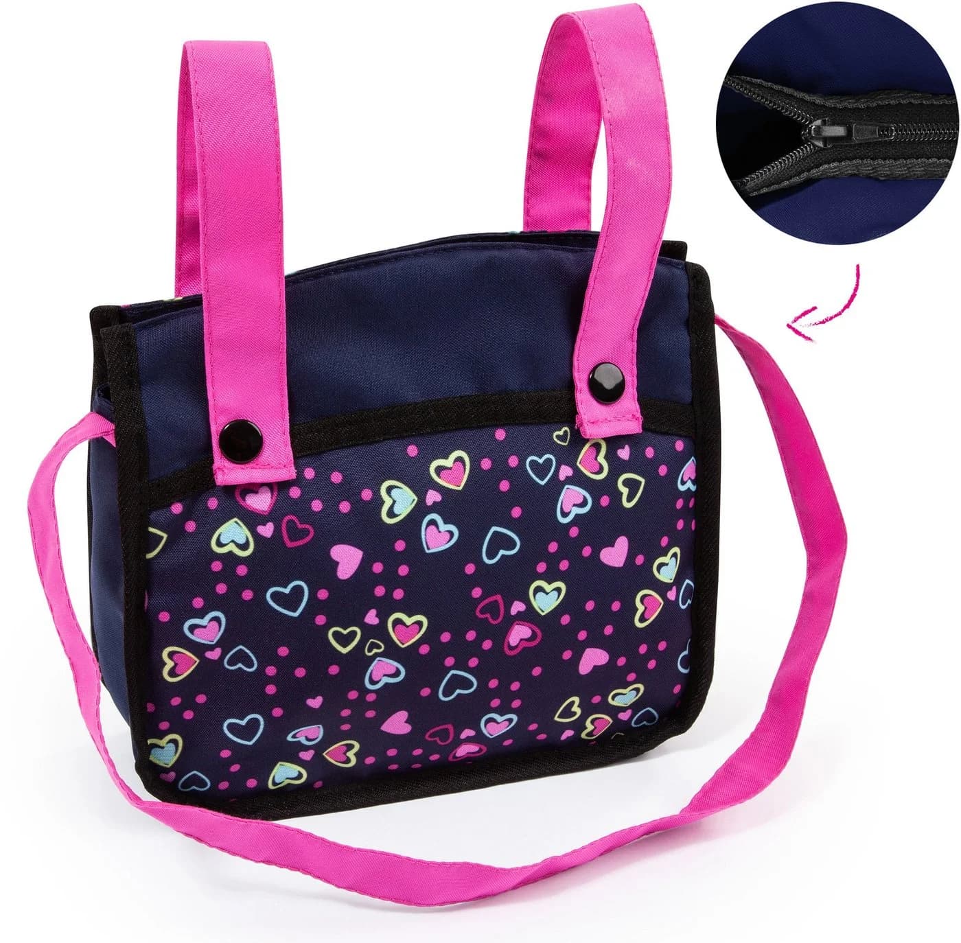 Bayer Kombi-Puppenwagen Vario Blau/Pink/Herzchen inkl. Wickeltasche - Bild 4