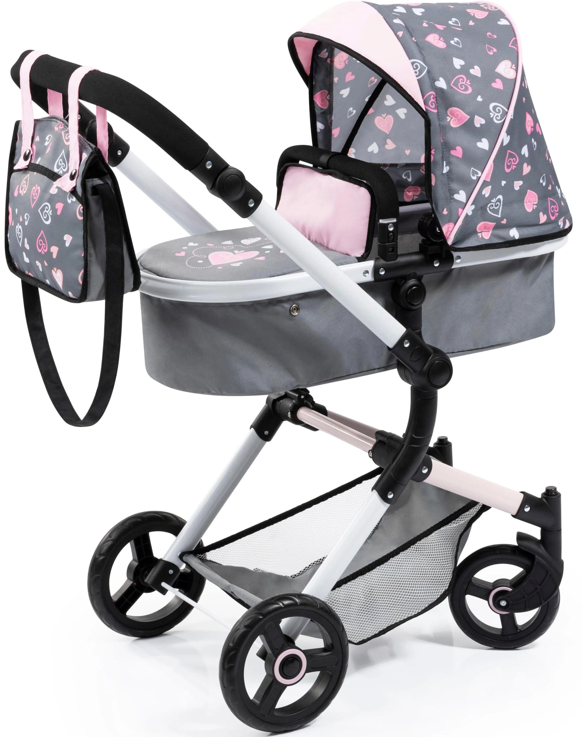 BAYER Puppenwagen Vario Grau mit Wickeltasche