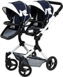 Bayer Puppen-Zwillingsbuggy Twin Neo mit Wickeltasche - Blau/Weiß Bild 3