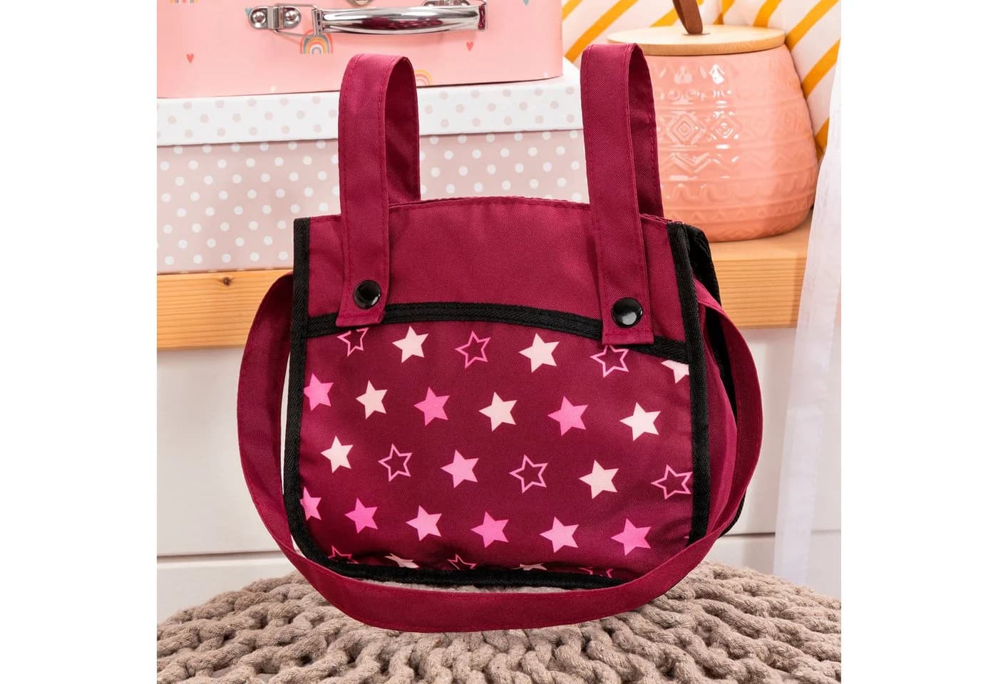 Bayer Puppen-Zwillingsbuggy Xeo Twin bordeaux mit Wickeltasche - Bild 4