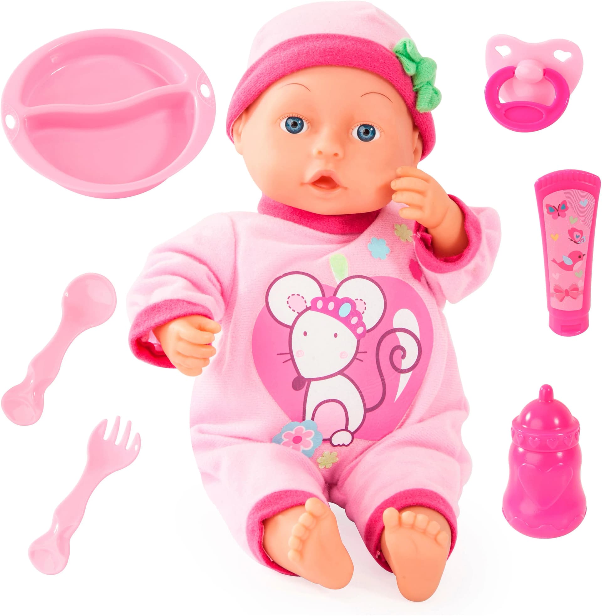 Bayer Babypuppe First Words Baby 33 cm Rosa mit Sound