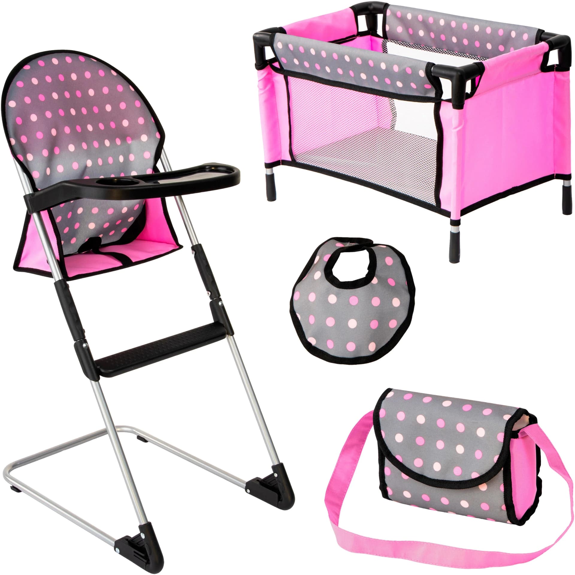 BAYER Puppen-Reise-Set mit Bett, Hochstuhl & Tasche