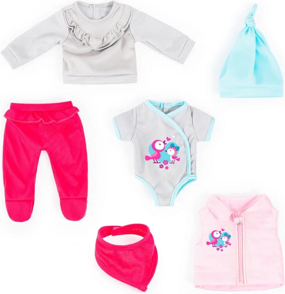 Bayer Puppenkleidung Set 6-tlg. Grau/Rosa Bunt - Bild 2