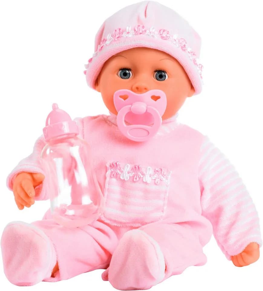 Babypuppe BAYER First Words Baby 38 cm Rosa mit Schlafaugen und Geräuschen