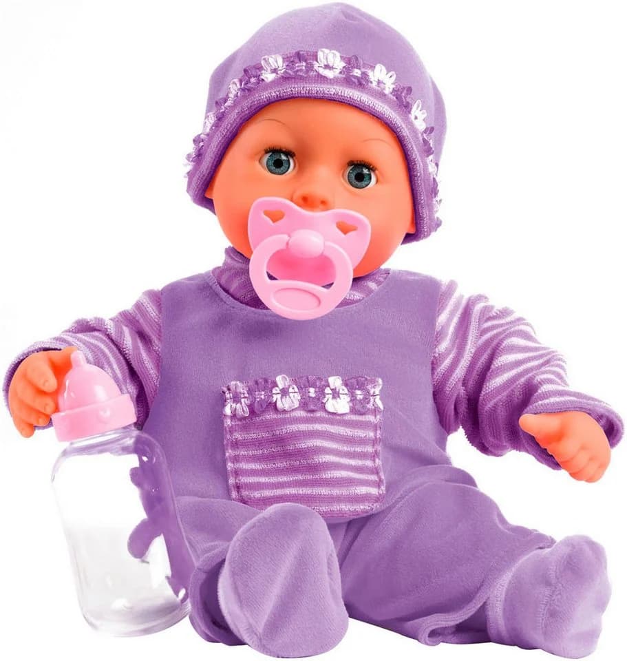 Bayer Babypuppe First Words Baby 38 cm Lila 3-tlg. mit Schlafaugen und Babygeräuschen - Bild 2