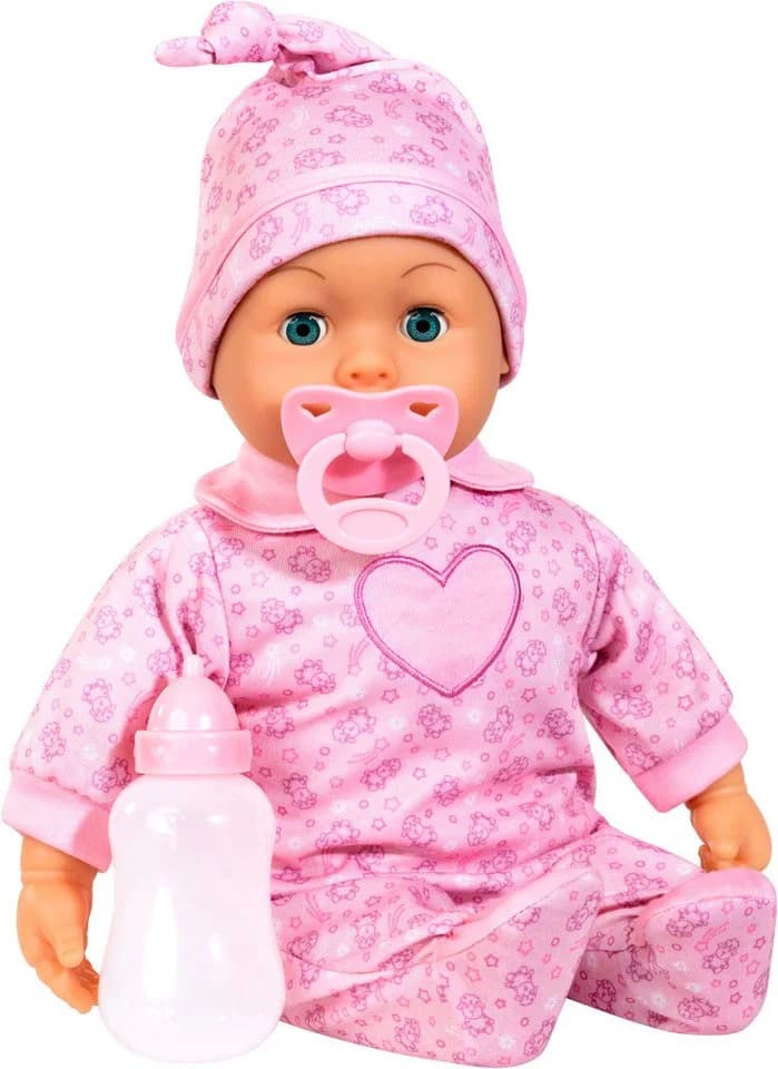 Bayer Babypuppe First Words Baby 38 cm Schafe Rosa (3-tlg) mit Schlafaugen und Babygeräuschen - Bild 2