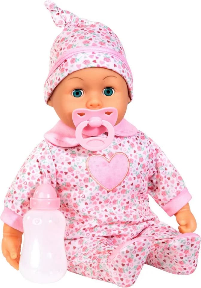 Bayer Babypuppe First Words Baby, 38 cm, Herzen Rosa (3-tlg), mit Schlafaugen und Babygeräuschen - Bild 2