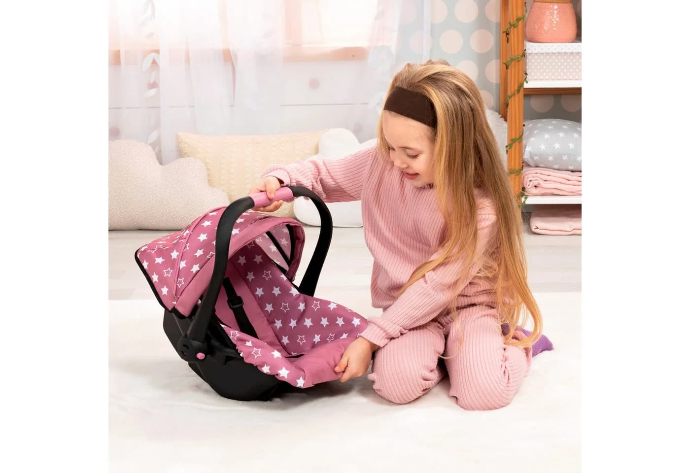 Bayer Puppen Autositz Blau/Rosa mit Dach - Bild 3